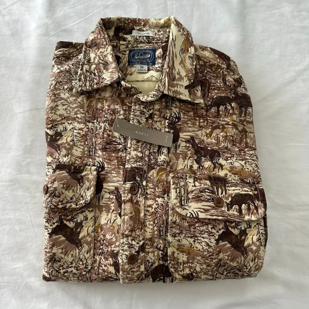 JCrew Deer Print Work Shirt Overshirt/Button Down